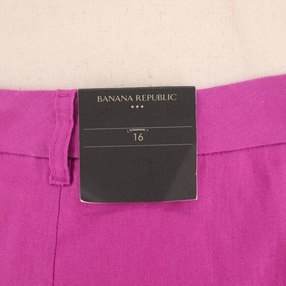 NWT BANANA REPUBLIC FACTORY Linen Blend Mini Skirt in Dark Magenta Size 16 - Picture 5 of 9